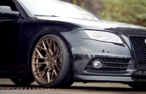 Photo Examples of Bronze Wheels on a Black Car